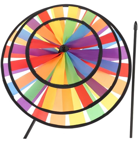BESPORTBLE Garden Windmill for Boys and Girls 3-layer Rainbow Wind Spinner Sturdy Fashionable for Children Yard Decor