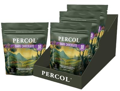 Percol Dark Chocolate Flavoured Ground Coffee Bags – 30 Cups (30 x 8g Bags) – Pack of 3 | Rich & Velvety