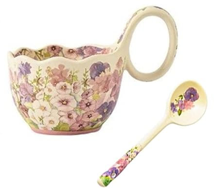 YY Tazze da caffè e piatti in ceramica, antiche tazze da caffè con motivi floreali, tazza da tè e latte, tazza da tè, tazza da ufficio, lavabile in lavastoviglie e adatta al microonde, 431,5 g, per