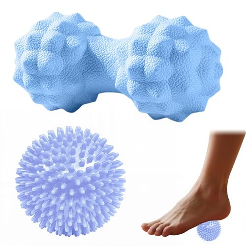 NHQZ 2 Balles Hérisson Pour Réflexologie, Balle Massage Pied, Balle Hérisson, Balle De Massage, Balle De Fascia Pour Les Pieds, Accessoires De Massage,Boule Massage (Bleu, B)