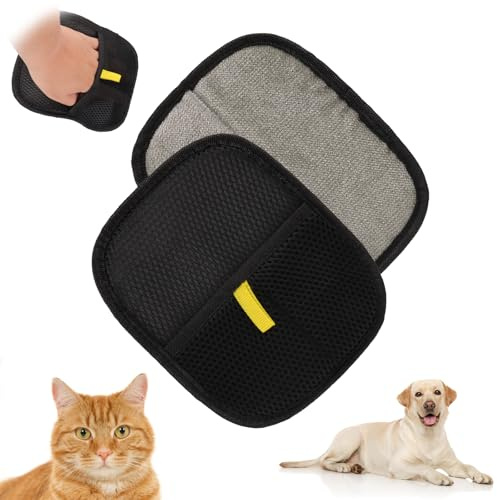Kaempe 2 Stück Fellmagnet,Fingerlose Tierhaarentferner Handschuh für Reinigung von Pet Hair und die Fellpflege, Kleidung Sofa Remover,Haustierhaar-entferner Glattes Gesundes Katzen und Hundefell