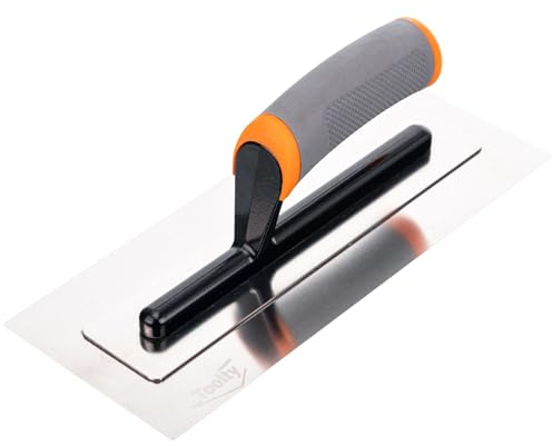 Toolty Ultra Flexible Plaster Finishing Trowel - Stainless Steel Finishing Hand Tool - with Soft Grip Handle - 11 inch