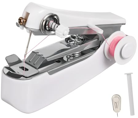 Veemoon Máquina de Coser Manual Portátil de Color Claro Fácil de Usar Acero Inoxidable y Plástico para Costura y Manualidades en Ropa Color Aleatorio
