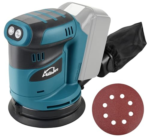 AUTOJARE Bürstenloser Exzenterschleifer Kompatibel mit Makita 18V Batterie 6 Leistungsstufe Exenterschleifmaschine 125MM Schwingschleifer zum Schleifen, Polieren, Oberflächen glätten (ohne Akku)