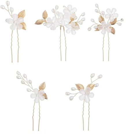 5 Pièces Pinces à Cheveux de Mariage, Broche Cheveux Mariages Peigne de Cheveux de Mariages de Mariée Épingle à Cheveux de Marriages Accessoire Cheveux Mariage pour Femmes et Filles