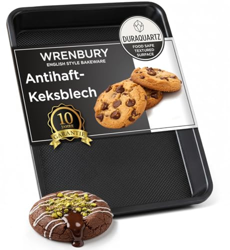 Wrenbury kakplåt – kolstål DuraQuartz texturerad non-stick klaffbricka – kvartsstorlek bakplåt – 32 x 22 cm