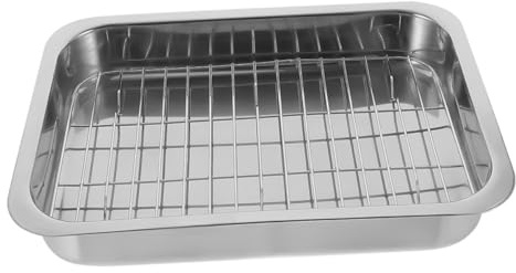DECOMELODY Teglia Forno in Acciaio con Integrata Resistente e Facile da Pulire per Arrosti Pane e Dolci in Cucina Domestica e Professionale