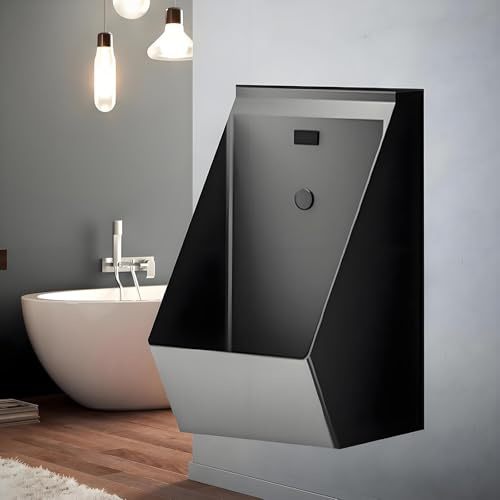 Urinario de pared de acero inoxidable 304 para hombre con sensor inteligente de descarga – Uso comercial y doméstico para hoteles, bares, KTV y baños públicos – Diseño duradero y elegante color negro