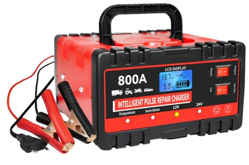 Autobatterie Ladegerät, Versorgungs Ladegerät für Batterien, Smartes 12V24V Wartungsgerät für schnelle Ladung Reparatur Roadtrip und Wartung von Fahrzeugen LKW