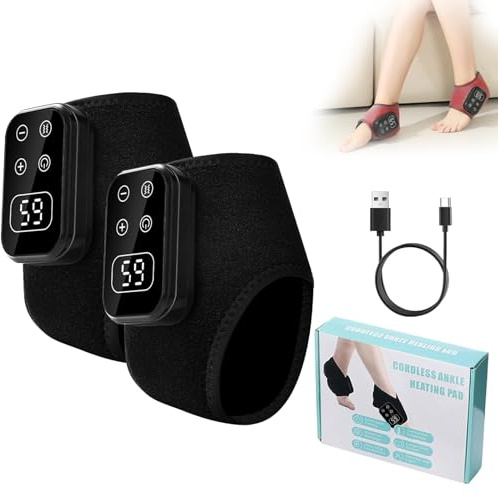 Intelligente Heizende Fußmassagegerät, 5 Massage-Modi & 6 Heizstufen, Wiederaufladbar mit USB-C, Tragbare Vibrations-Fußmassage für Entspannung, Geschenk für Eltern, Männer, Frauen (Schwarz x2)