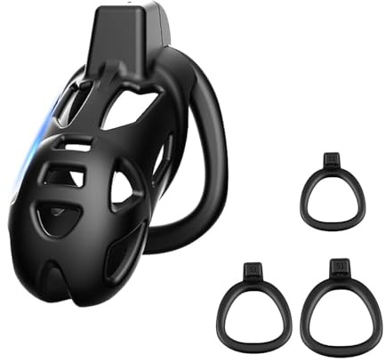 Juego de Jaula para el Pene con 3 Cockrings de Diferentes Tamaños Jaula de Castidad Transpirable BDSM Bondage SM Juego Juguetes Sexuales para Hombres y Parejas (S)