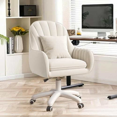 WXJHL Silla de Oficina para el hogar Sillas de Terciopelo para tocador Silla de Maquillaje con Ruedas Sillas de Ordenador con Respaldo Medio Silla giratoria pequeña con Ruedas y Altura Ajustable