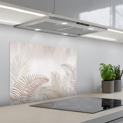 KitchenYeah© Credence Cuisine Sur Mesure Plaque Adhesive Murale Panneau | 50x70 cm - Decoratif Interieur Peel And Stick Mural Protection Mur Feuilles - Beige - Botanique - Vintage
