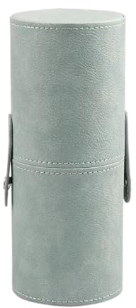 SEFGRYMU Tenedor de cuero la brocha del maquillaje viaje PU, taza portátil organizador for los cepillos cosméticos y las herramientas(Clear sky)