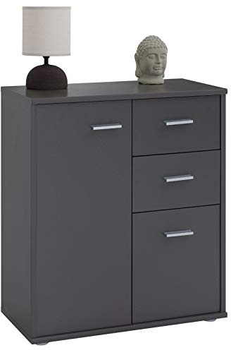 IDIMEX Buffet Salle à Manger Remy L 60 cm Gris Mat avec 2 Portes et 2 tiroirs, bahut Bas, Meuble de Rangement Style Moderne, Commode vaisselier 60 x 70 x 30 cm