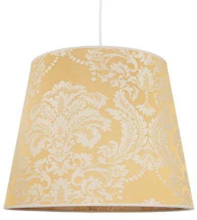 Konischer Stoff Lampenschirm Gold Barock Design Hängelampe E27 Textil Schirm Pendelleuchte