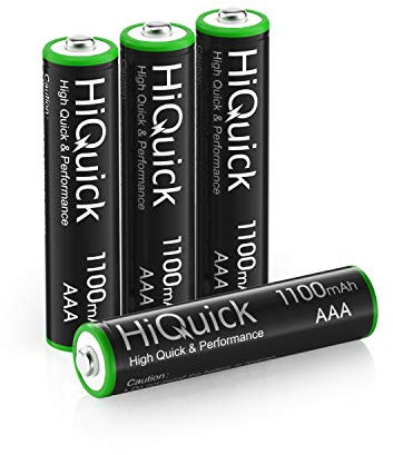 HiQuick Rechargeable Batteries AAA 1100mAh High Capacity Performance 1.2V, Per-charged Ni-MH AAA Battery Pack of 4