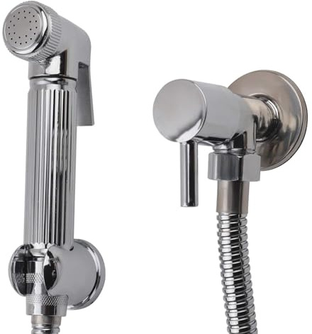 YORKING Chrome Bidet Douche Spray Bathroom Shataff Shower Toilet Brass Kit Head Hose and Bracket Holder