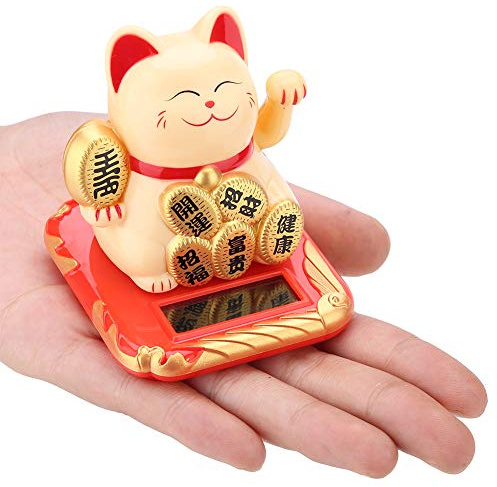 HERCHR Fortune Lucky Wealth Begrüßungskatze Solarbetriebene Süße Katze, Maneki Neko Fortune Cat, Glückliche Katze Solarbetriebene Mini Katzen Reichtum Nette Katze Mit Dem Winkenden Arm