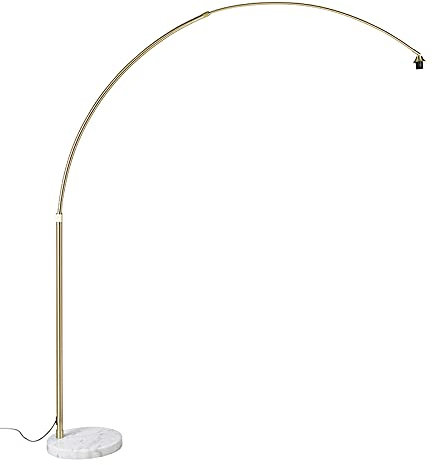 Qazqa Moderno Lámpara de arco latón base mármol blanco ajustable - XXL Acero/Mármol Alargada Adecuado para LED Max. 1 x 60 Watt