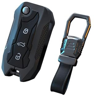 ontto Autoschlüssel Hülle für Skoda Fabia Octavia Superb Seat Altea Leon Ibiza Golf 5 6 Polo Passat Legierung Fernbedienung Cover Schlüsselhülle Schlüsselanhänger Schlüssel Schutz Etui-Schwarz A