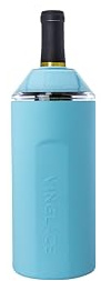 Vinglacé Wine Bottle Chiller- Portable Champagne Insulator- Stainless Steel Wine Cooler Sleeve - Keeps Wine Cold (Cool Blue)