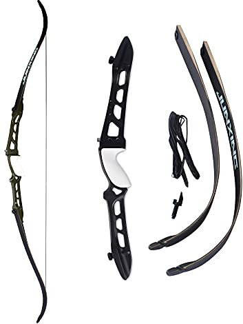 SHARROW 68 Zoll Take-Down Recurvebogen Set 18-40 Lbs Zielscheibe BogenschießEn Jagdbogen Pfeil Und Bogen Erwachsene Sportbogen für Jagd Hunting Jugendliche DraußEn Spielzeug (Schwarz Bogen, 36Lbs)