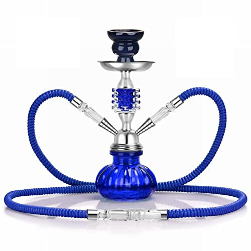 Juego de Shisha de lujo de vidrio moderno Hookah portátil 2 mangueras 11Hookah Shisha con base de vidrio de calabaza Cuenco de narguile de cerámica A