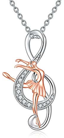 YAFEINI Nota Musicale Collana di Balletto Regali di Ginnastica Ciondolo Musicale in Argento Sterling 925 Gioielli Sportivi per Ballerine Amanti della Musica (A-Collana di balletto con note musicali)