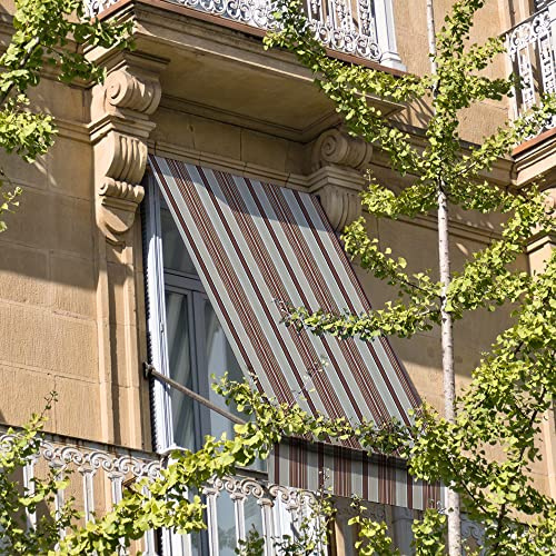 INTRECCI Tenda da Esterno per Balcone con Anelli in Tessuto, Tenda da Sole Tessuto Resistente per Balcone con Anelli Lavabile a Caduta Tende a Righe Africa (150x250 cm, Marrone)