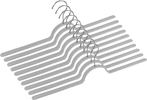 Biegsame Kleiderbügel - 20 Stück - Rutschfester Oberfläche - 360° drehbarer Haken aus Edelstahl - hellgrau - 47 x 2 cm - Ideal für Hemde, Blusen oder für empfindliche Kleidung