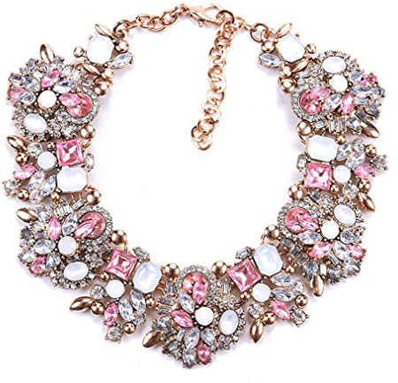 YAZILIND Bunte CZ Edelstein Kurze Halskette Frauen Übertriebene Zirkonia Choker Halsketten Hochzeit Schmuck(Rosa)