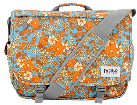 J World New York Thomas Laptop Messenger Bag for Women & Men. Girls Computer Bookbag, Retro Bloom