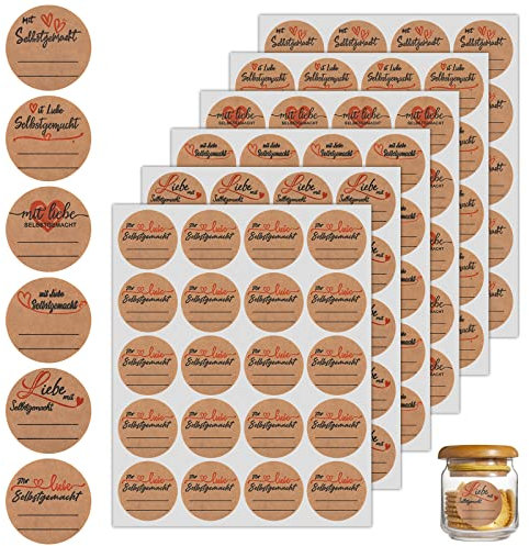 600 Stück Etiketten Selbstklebend, Ailvor Kraftpapier Marmeladen Etiketten, Aufkleber Marmeladenglas Rund, Aufkleber zum Beschriften für Backen Geschenktüten, Flaschen, Briefumschlag (3.8cm)