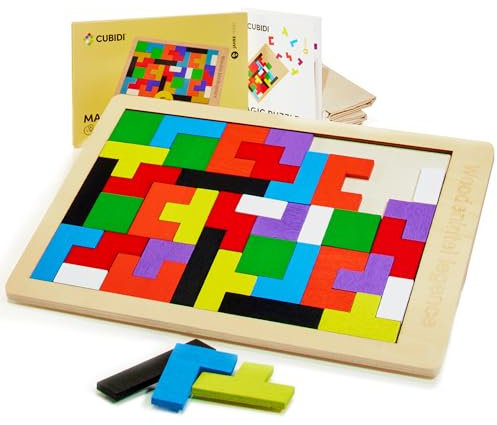 CUBIDI® Kreatives Montessori Tangram Puzzle | Fördert logisches Denken und Räumliche Vorstellungskraft | Geschicklichkeitsspiel aus Hochwertigem Holz | Lernspiele ab 4 Jahre für Jungen und Mädchen