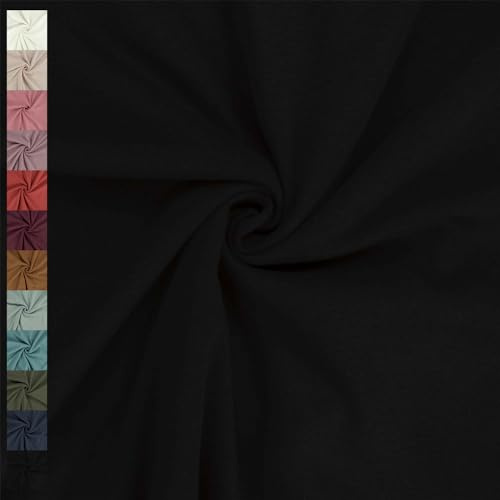 Alpenfleece Stoff, Kuschelsweat | ab 50cm x 150cm (schwarz) | Einfarbig/Uni