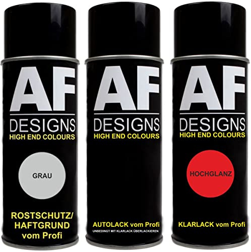 Alex Flittner Designs Spraydose Set für VW L041 Schwarz 400 ml 400 ml | Autolack Spraydosen-Set bestehend aus 400 ml Basislack + 400 ml Klarlack + 400 ml Rostschutzgrundierung Sprühdosen