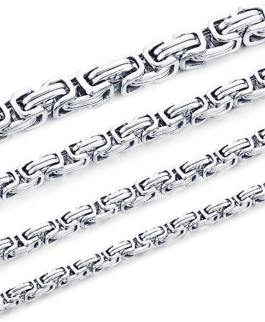 XIRUVE Königskette Breite 4mm/5mm/6mm/8mm, Länge 46-76cm Wählbar Kette Herren Edelstahl Halskette (S 4mm,66cm)