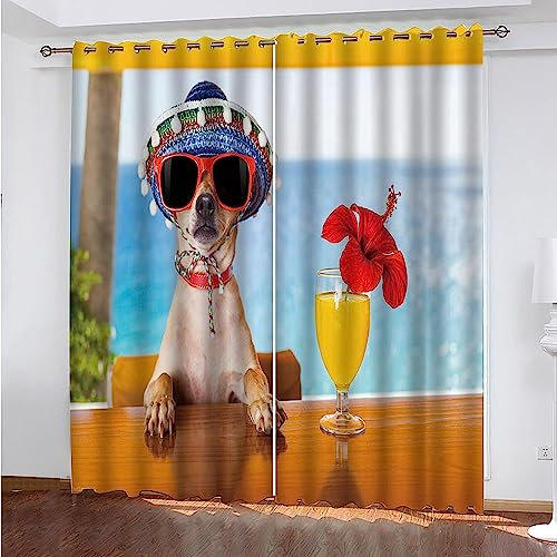 Verdunkelungsvorhänge Kräuselband Ideen Für Tierwelpen 280 X 180 cm (B X H) Set Kindergardinen Mädchen Verdunkelungsvorhänge Mit Ösen Blickdichter Kinderzimmer Schlafzimmer Vorhang