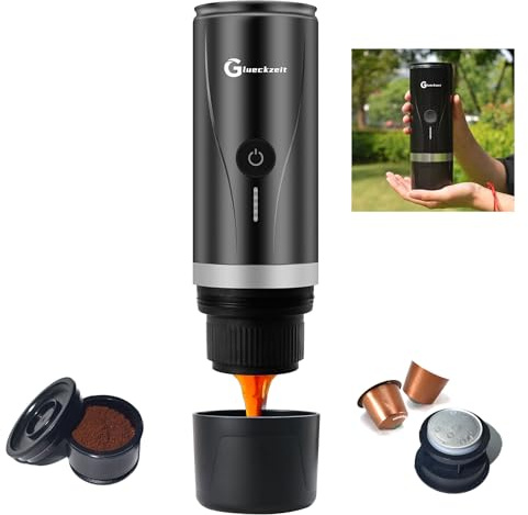 Glueckzeit Electric espresso machine that doesn't require a manual press pressure extraction fragrant espresso, No heating,compatible with NS capsules and ground coffee powder Black
