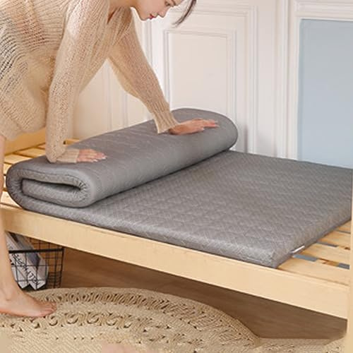 Generic Reine De Surmatelas Ferme De 4cm D'épaisseur,Couvre-Matelas en Mousse Haute Densité avec Housse Lavable Amovible,Surmatelas en Mousse À Mémoire De Forme Complet,Gris,70x190cm/28x75