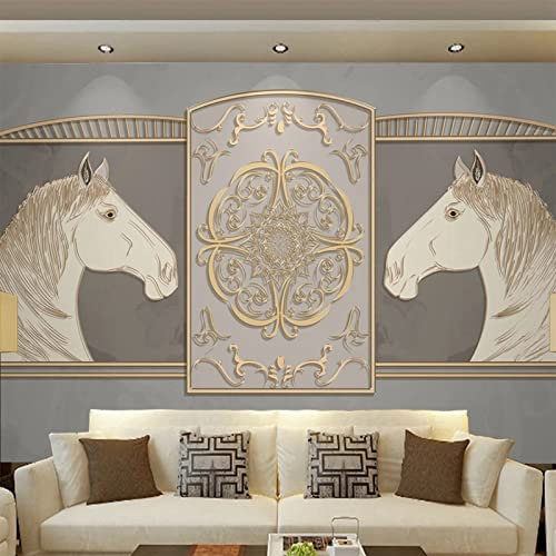 Fototapete 3D Tierpferd 250 cm B x175 cm H Vlies Tapeten Wandtapete XXL Moderne Wanddeko Wohnzimmer Schlafzimmer Büro Flur