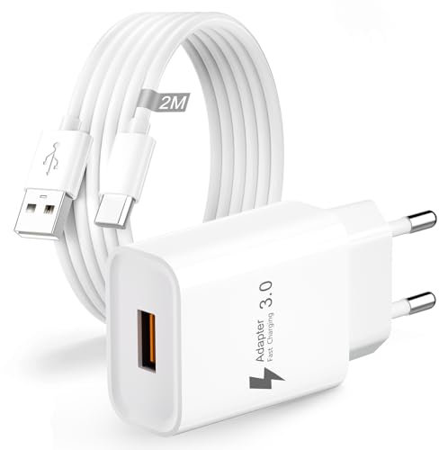 USB Ladegerät 18W Quick Charge 3.0 Ladegerät,USB C Ladekabel mit Netzteil USB Stecker Schnellladegerät Ladestecker Handy Ladegerät für Samsung Galaxy S24/S23/S22/S21/S20/S10/S9,Xiaomi