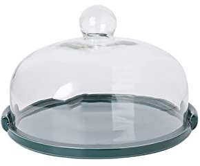 Alzata per Torta Vassoio for torta in ceramica Coperchio in vetro for la casa Piatto for pasticceria Piatto for snack con coperchio Espositore for tavolo da dessert for frutta Alzata per Dolci(L)
