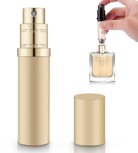 yuejuhe Parfum Zerstäuber 5ml, Nachfüllbare Mini Sprühflasche(Gold) | Parfüm Abfüller Reisegröße, Tragbarer Parfum Spray Flakon für Handtasche Unterwegs, Wiederverwendbare Duftspender
