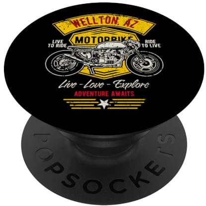 Wellton AZ USA Distressed Style Motorrad Design PopSockets mit austauschbarem PopGrip