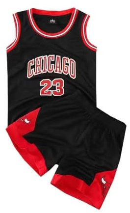 FASIOHDIO Maglia da Basket E Pantaloncini, Maglia per Ragazzi, Sessioni di Allenamento da Basket 2er Sessioni Senza Maniche E Pantaloni, Abbigliamento da Basket Bambini (Black, 4-5 Anni/XS)