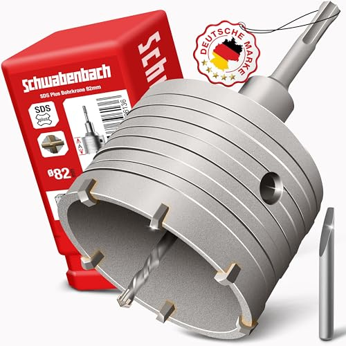 SCHWABENBACH® SDS Plus Bohrkrone 82mm - Bohrkrone Steckdose | Hammerschlagfest Bohrkrone Steckdose für Mauerwerk und Beton - Dosenbohrer 82mm - Kronenbohrer Steckdosen