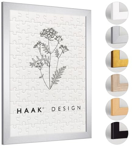 Haak Puzzlerahmen Tokio Alu geschliffen (Dekor) 36 X 49 cm (ca. 500 Teile) Bilderrahmen Rahmen für Puzzle