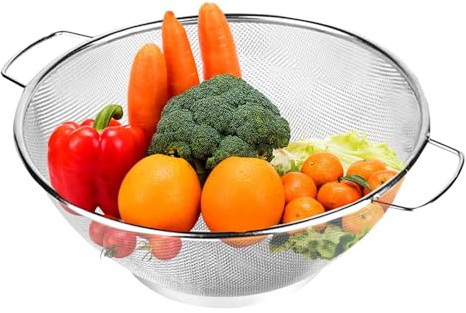 Colino in acciaio inox per cucina, scolapasta per lavare frutta, cestello scolapiatti in metallo, colino per lavello da cucina, colino con manici, colino versatile per bacche, pasta, spaghetti
